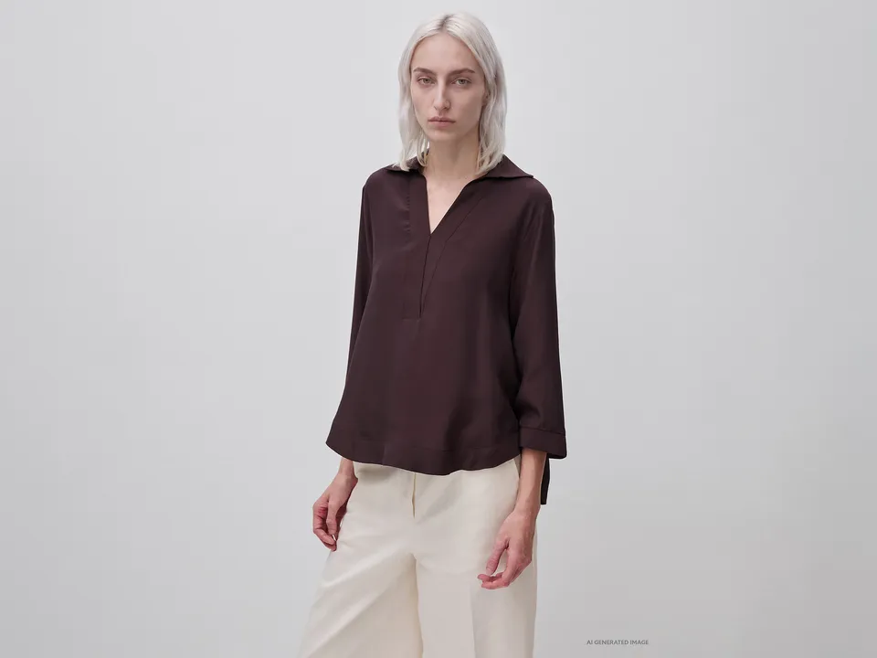 United Colors of Benetton Blusa Viscosa Scollo V Maniche Lunghe XS