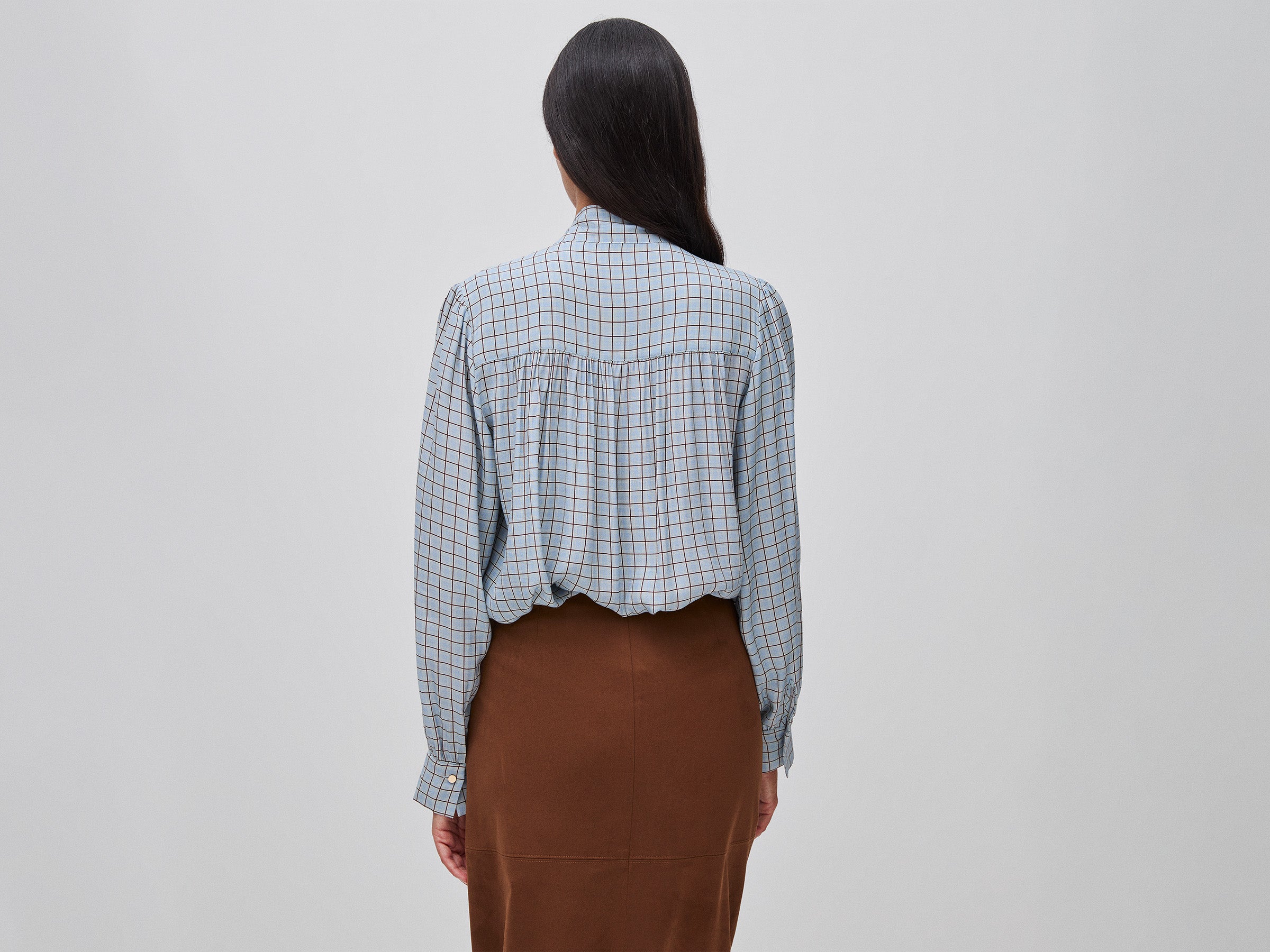 United Colors of Benetton camicia vichy viscosa con fiocco