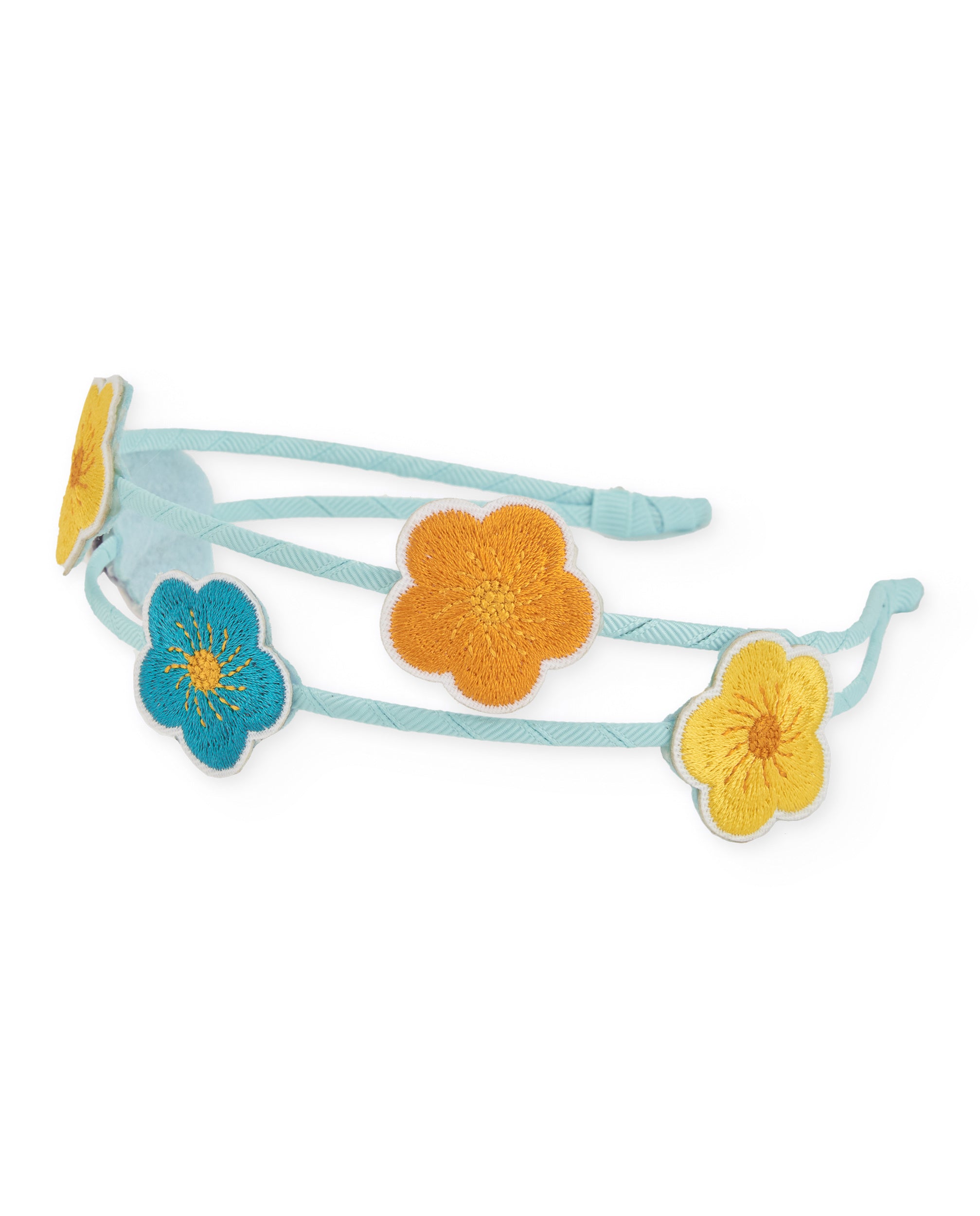 TucTuc Accessori cerchietto bambina blu fiori ricamati