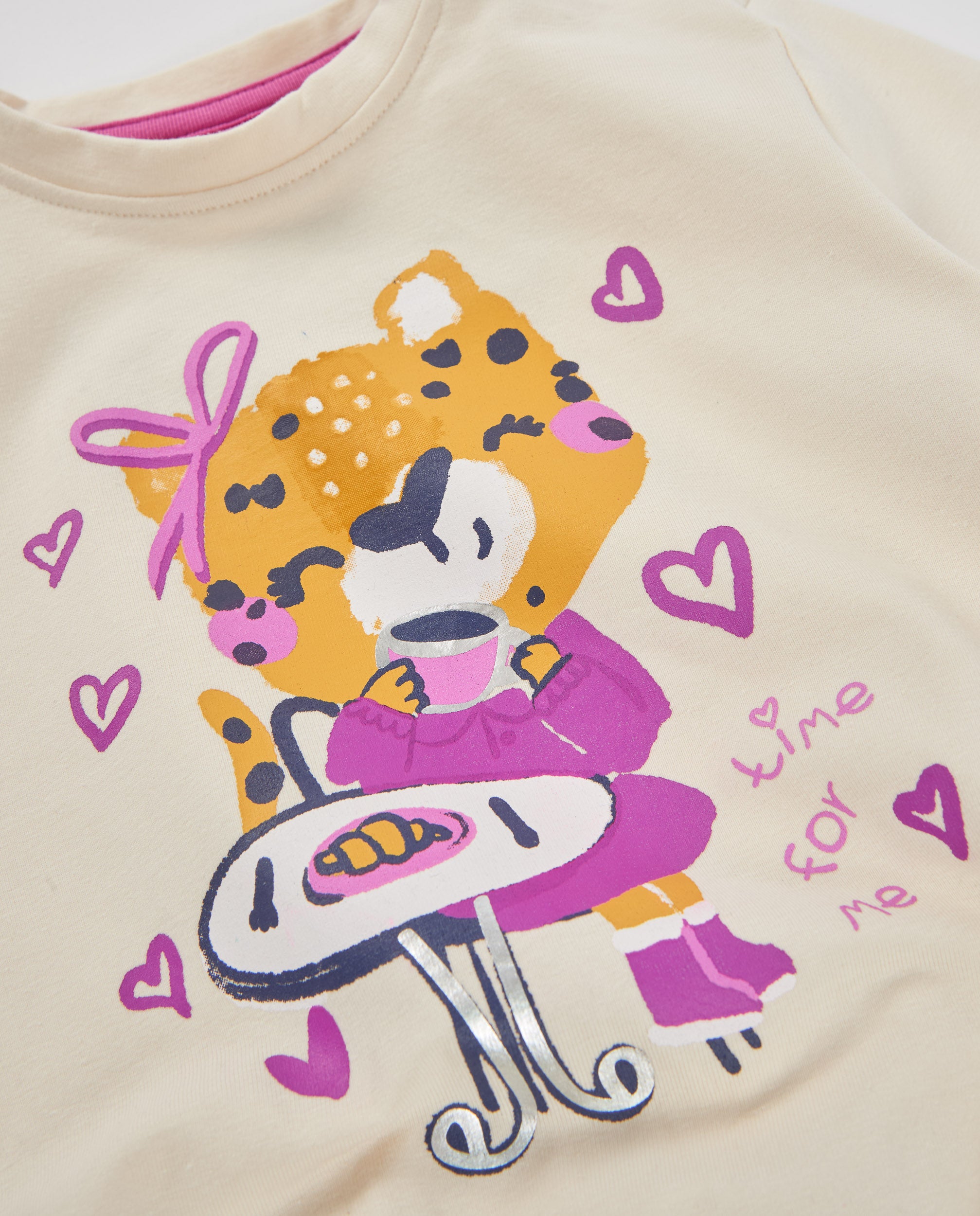 TucTuc Magliette t-shirt bambina crudo leopardo fiocco