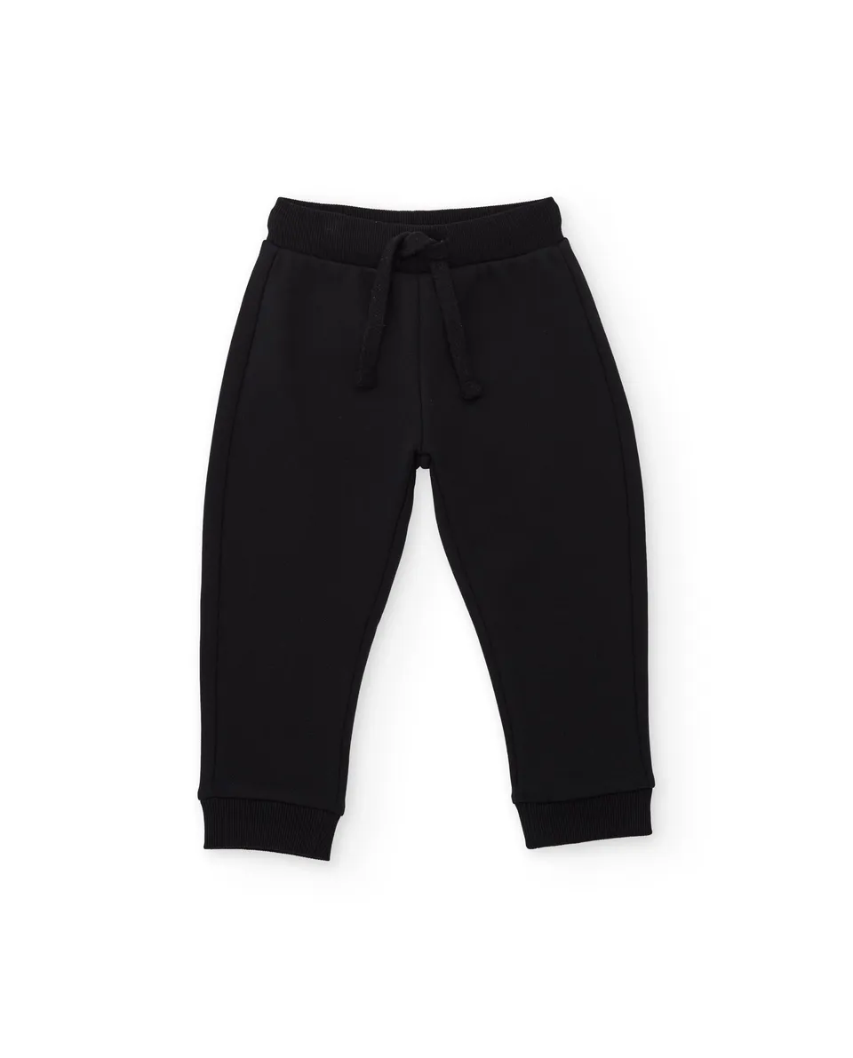 TucTuc Pantaloni felpa bambino nero vita elasticizzata