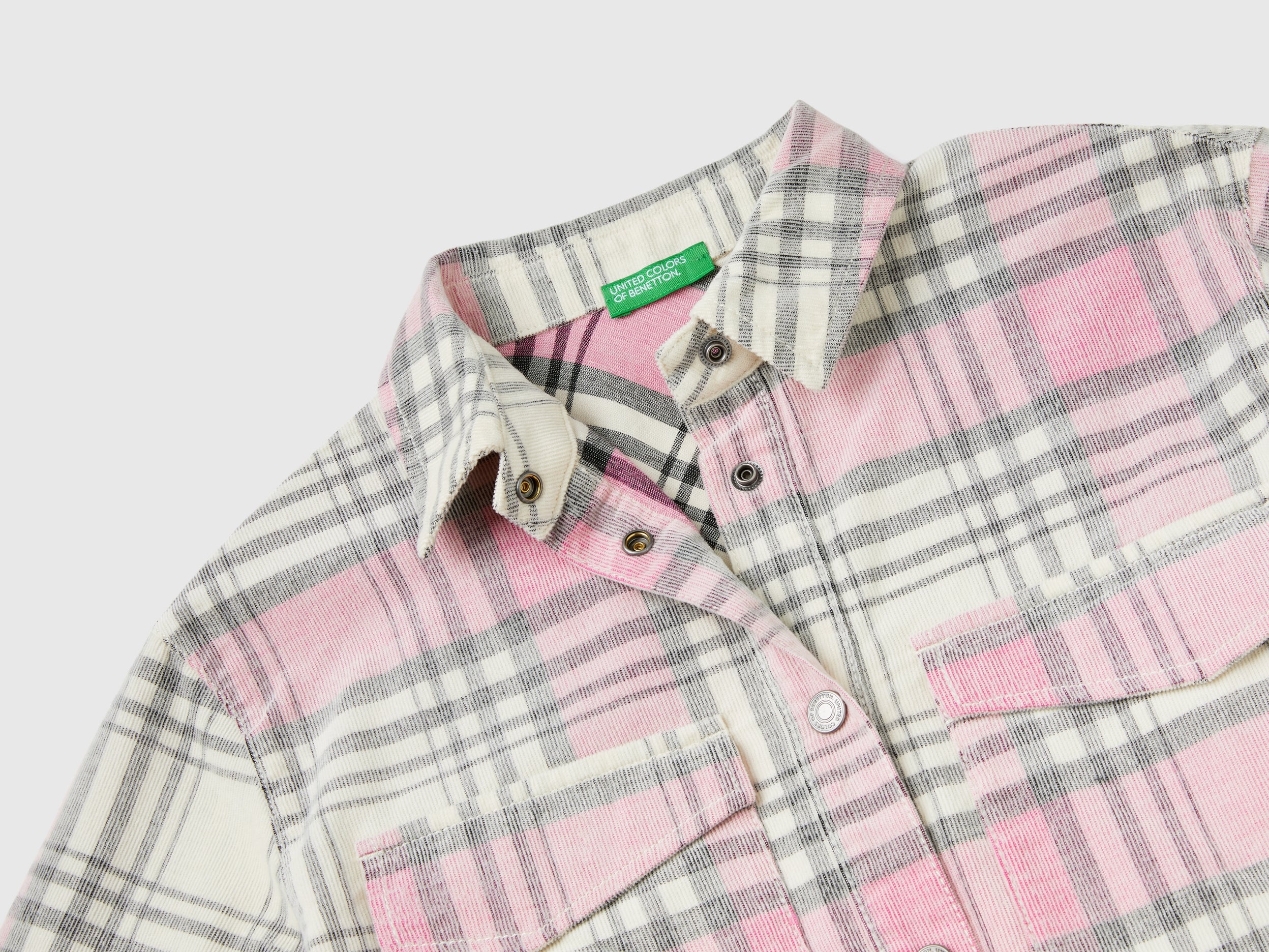 United Colors of Benetton Camicia Velluto Tartan Cotone L