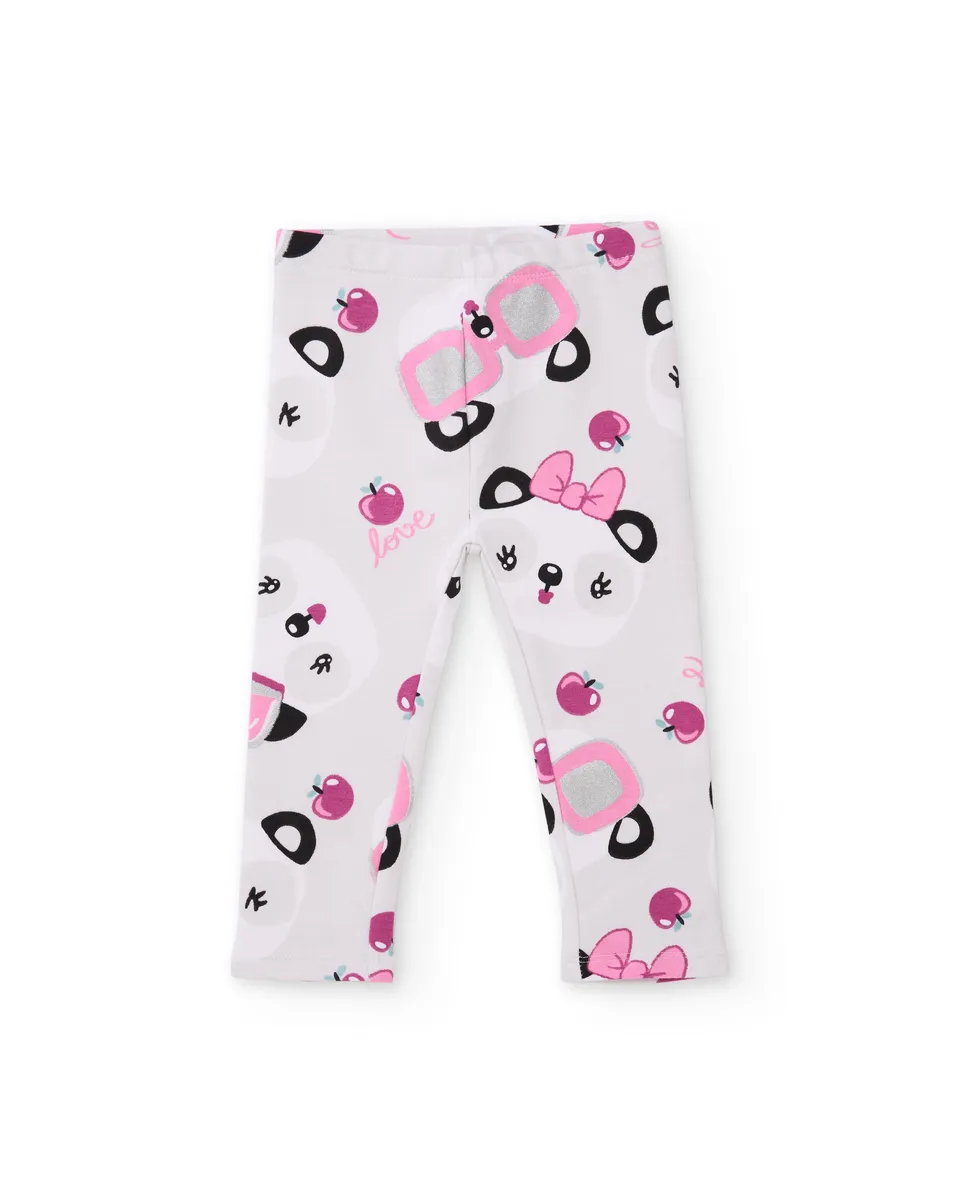 TucTuc Leggings felpa panda bambina crudo vita elastica