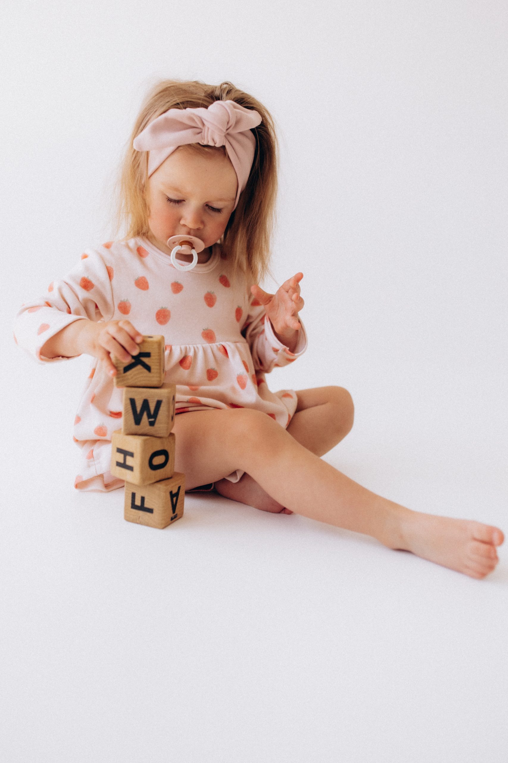 Woolly Organic Longsleeve Baby Dress body vestito fragole bio