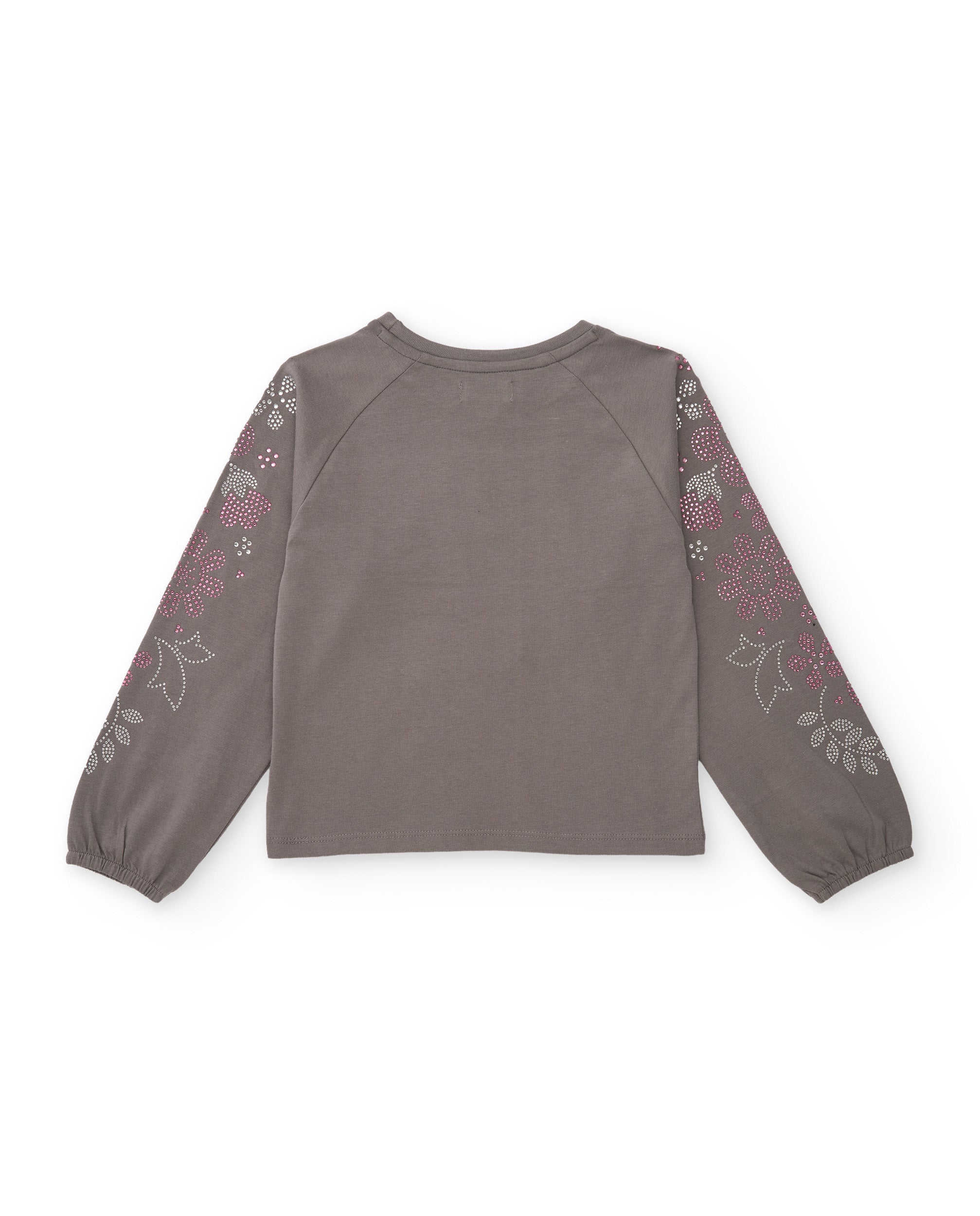 TucTuc Magliette Maglia bambina grigia fiori maniche lunghe