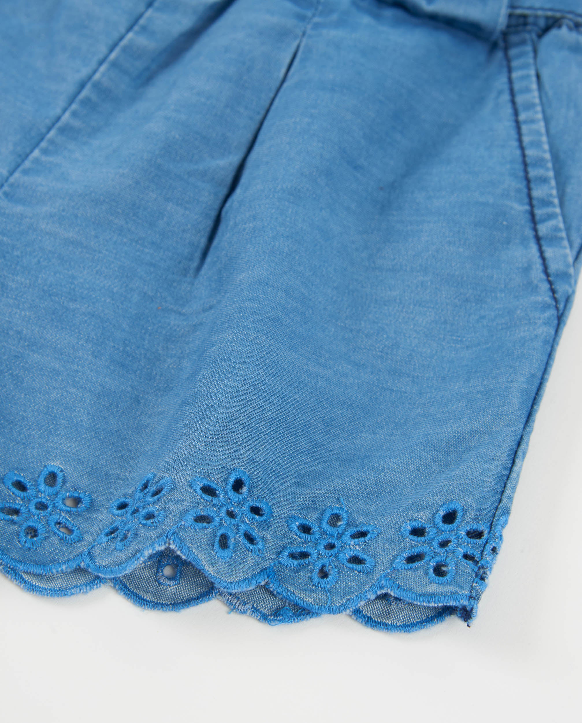 TucTuc Bermuda Short Bambina Jeans Denim Ricamo Floreale