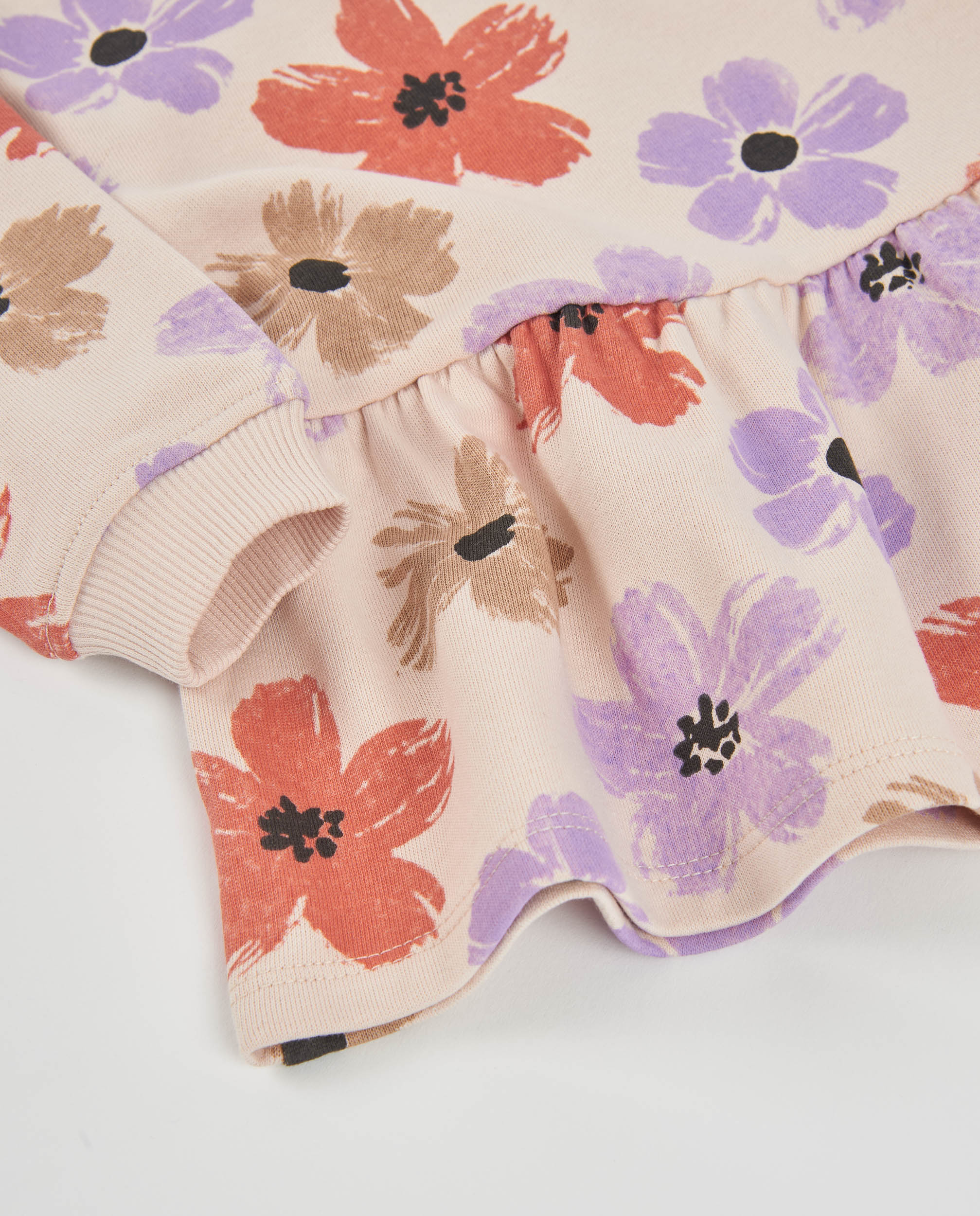 TucTuc Vestiti vestito felpa bambina beige floreale maniche lunghe
