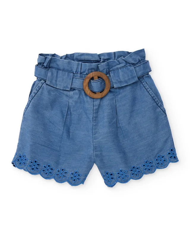 TucTuc Bermuda Short Bambina Jeans Denim Ricamo Floreale