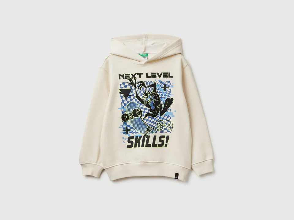 Benetton Sweatshirts felpa cappuccio gamer cotone taglia M bambino