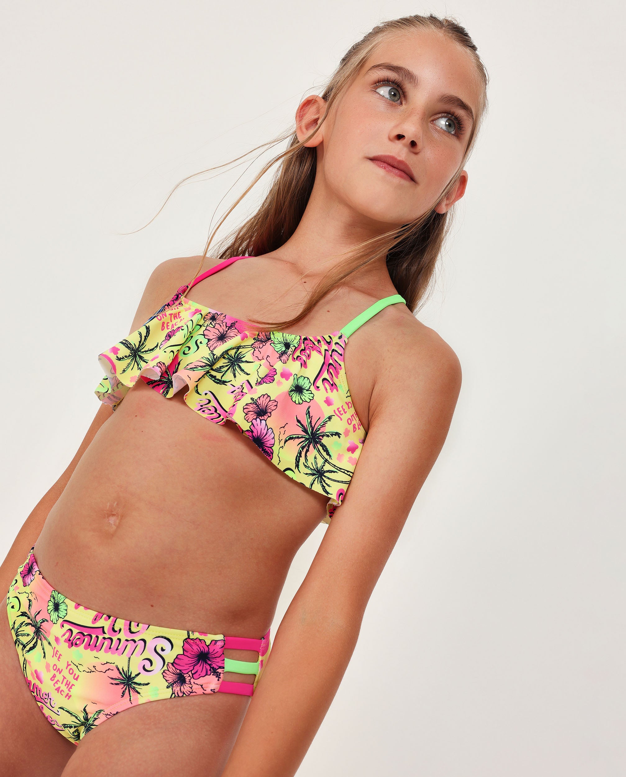 TucTuc Costumi Da Bagno Bikini Bimba Giallo Stampa Tropicale