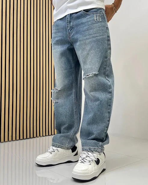 Sottosopra ANWJ03A26 jeans balloon jeans due strappi