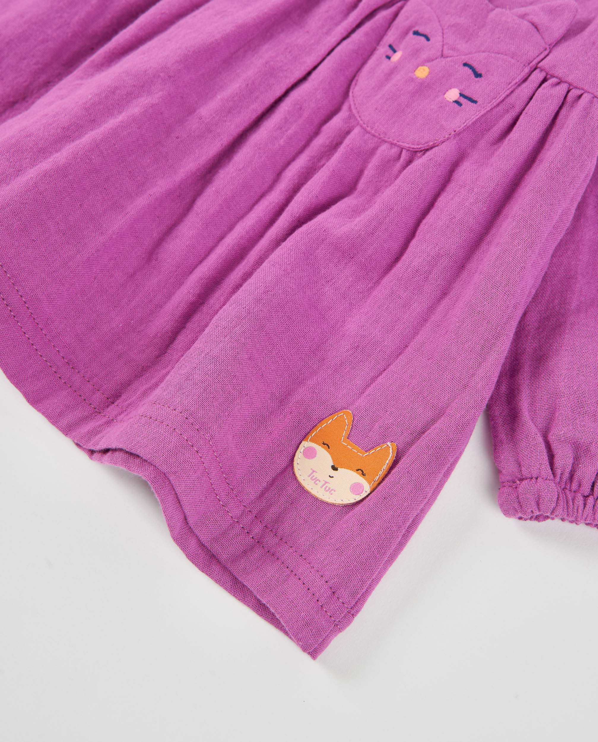 TucTuc Vestiti vestito tela neonata viola volpe maniche lunghe