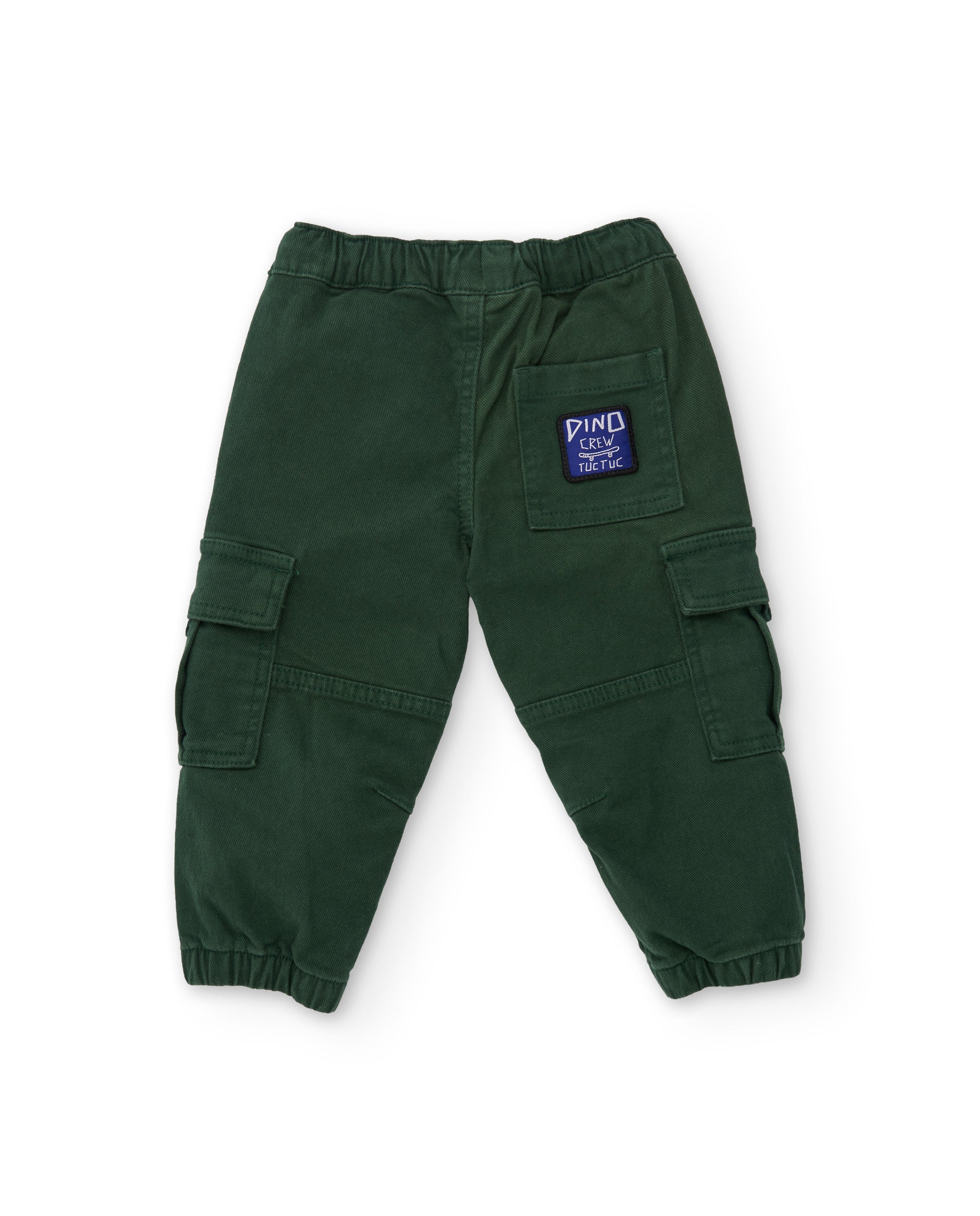 TucTuc Pantaloni Cargo Bambino Tela Verde Tasche Elastico