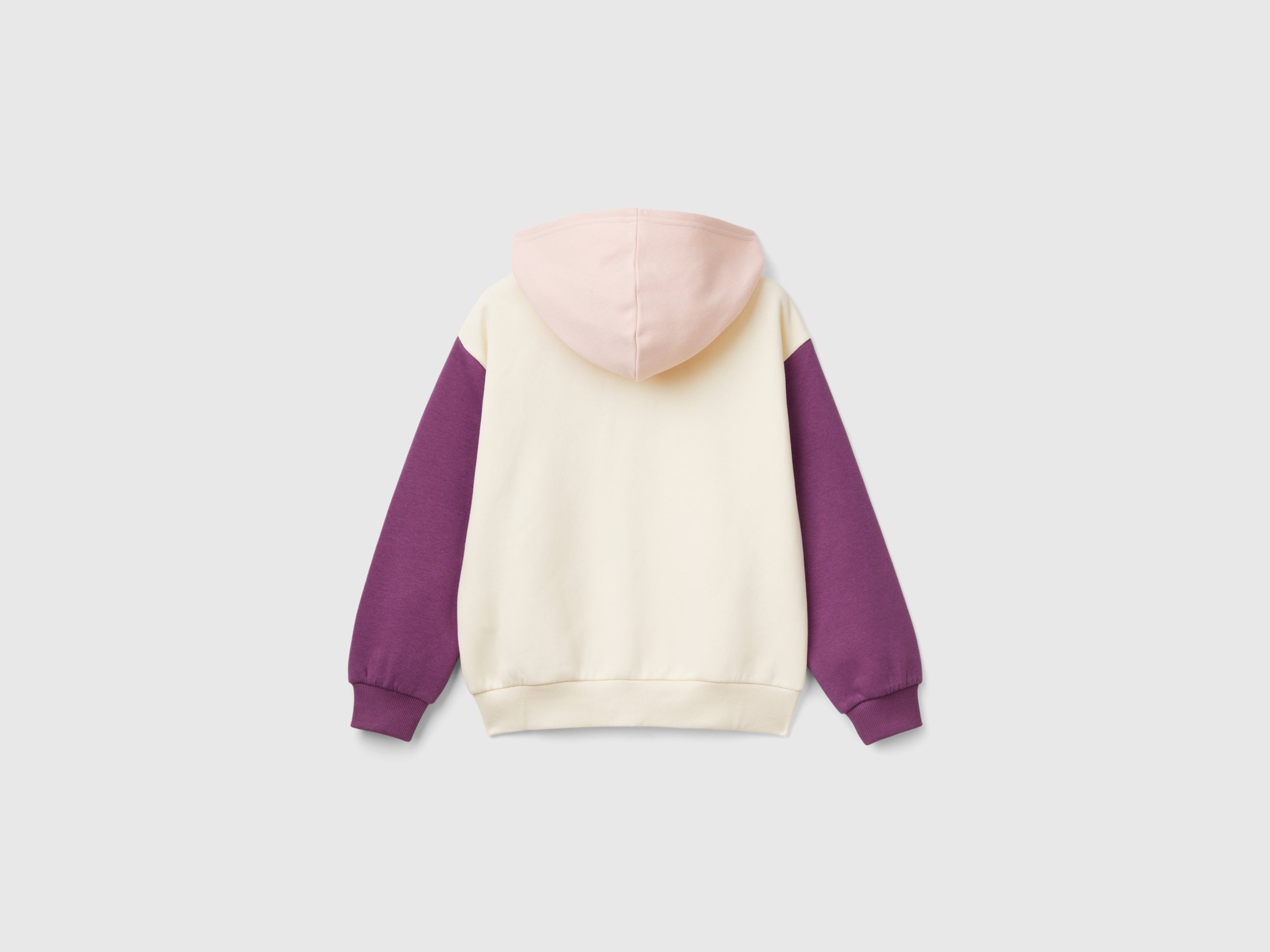 Benetton Felpa cappuccio zip paillettes cotone