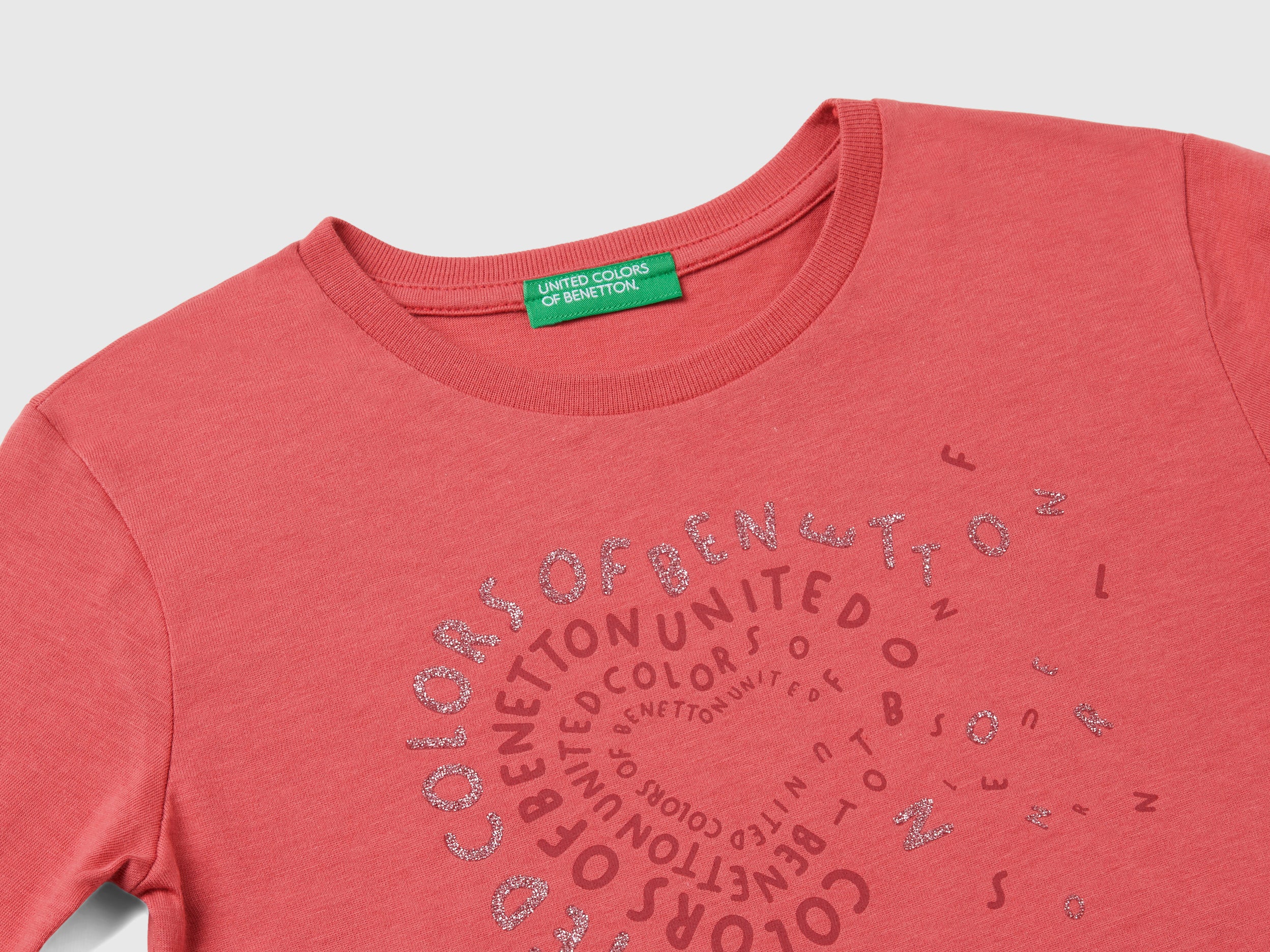 United Colors of Benetton t-shirt cotone bio stampa glitter 104
