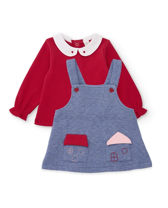 TucTuc Completi Felpa Vestito Set Blu Neonata Cotone