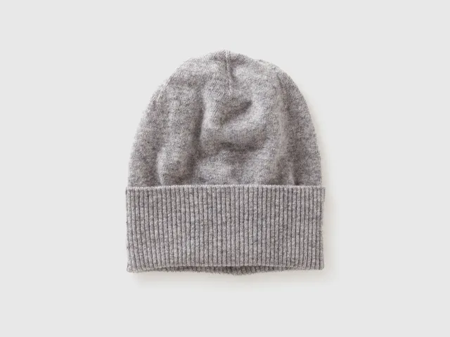 United Colors of Benetton Cappello Grigio Melange Lana Merino Taglia Unica