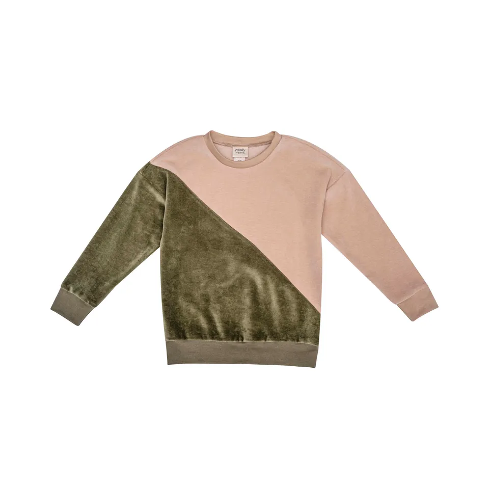 Woolly Organic Velour Sweater felpa velluto Sand Khaki