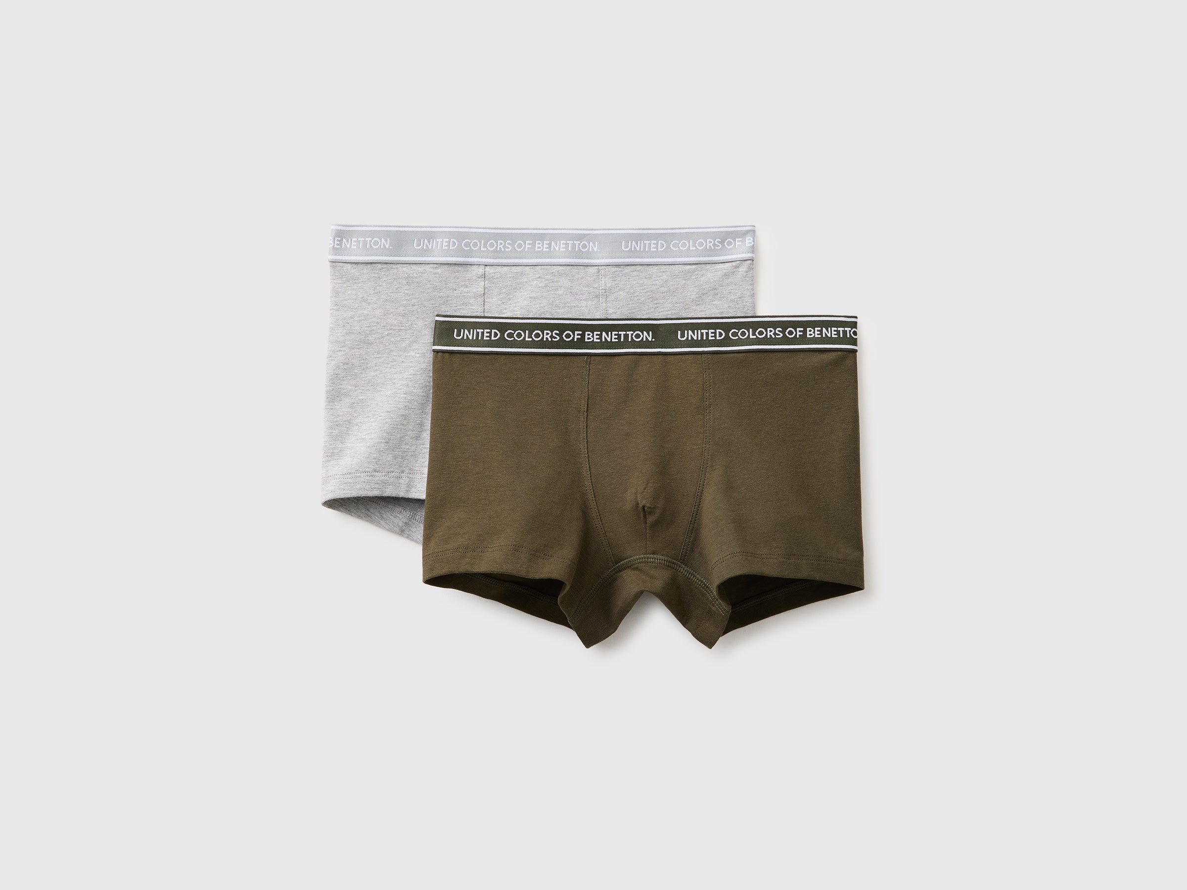 Benetton boxer bambino 2 pezzi cotone elasticizzato verde grigio