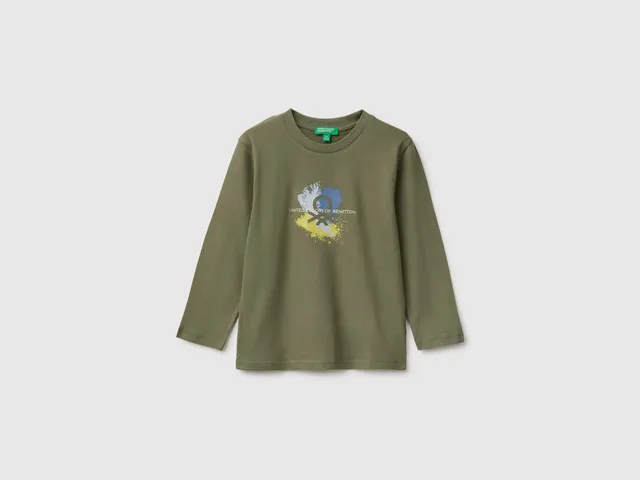 United Colors of Benetton T-Shirts Maglietta manica lunga cotone stampa