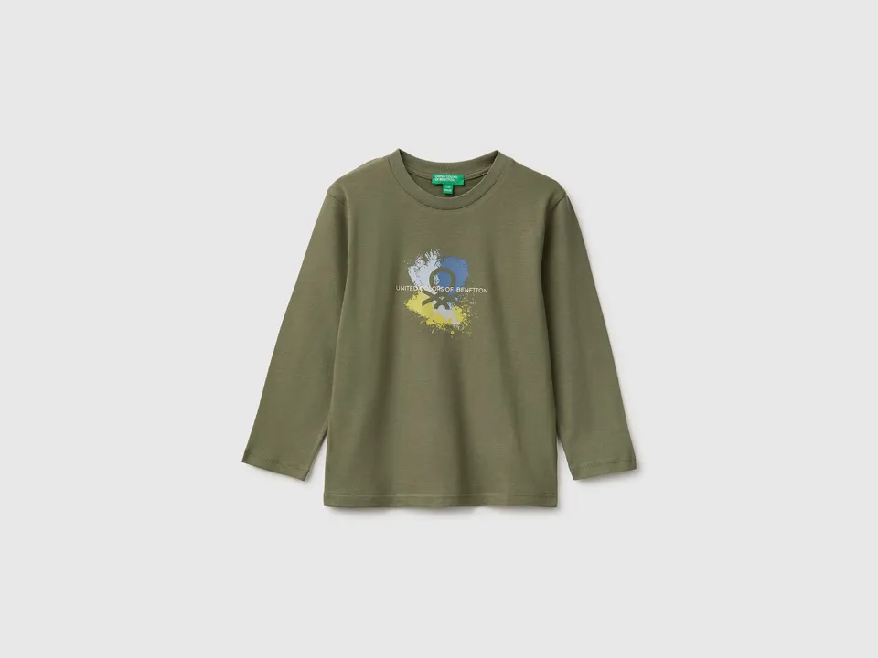 United Colors of Benetton T-Shirts Maglietta manica lunga cotone stampa