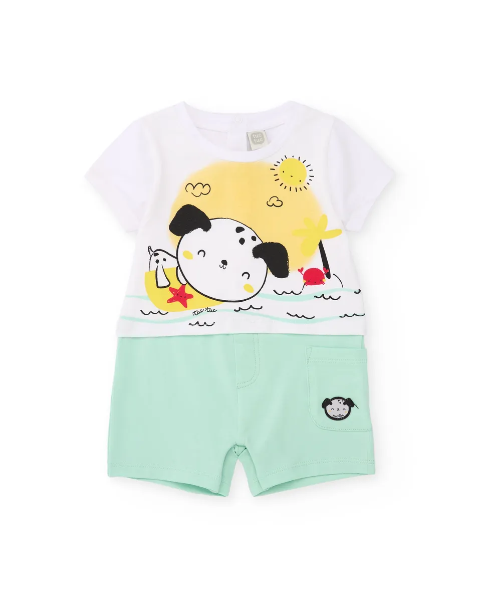 TucTuc Tutine Pagliaccetto Neonato Bianco cotone bottoni
