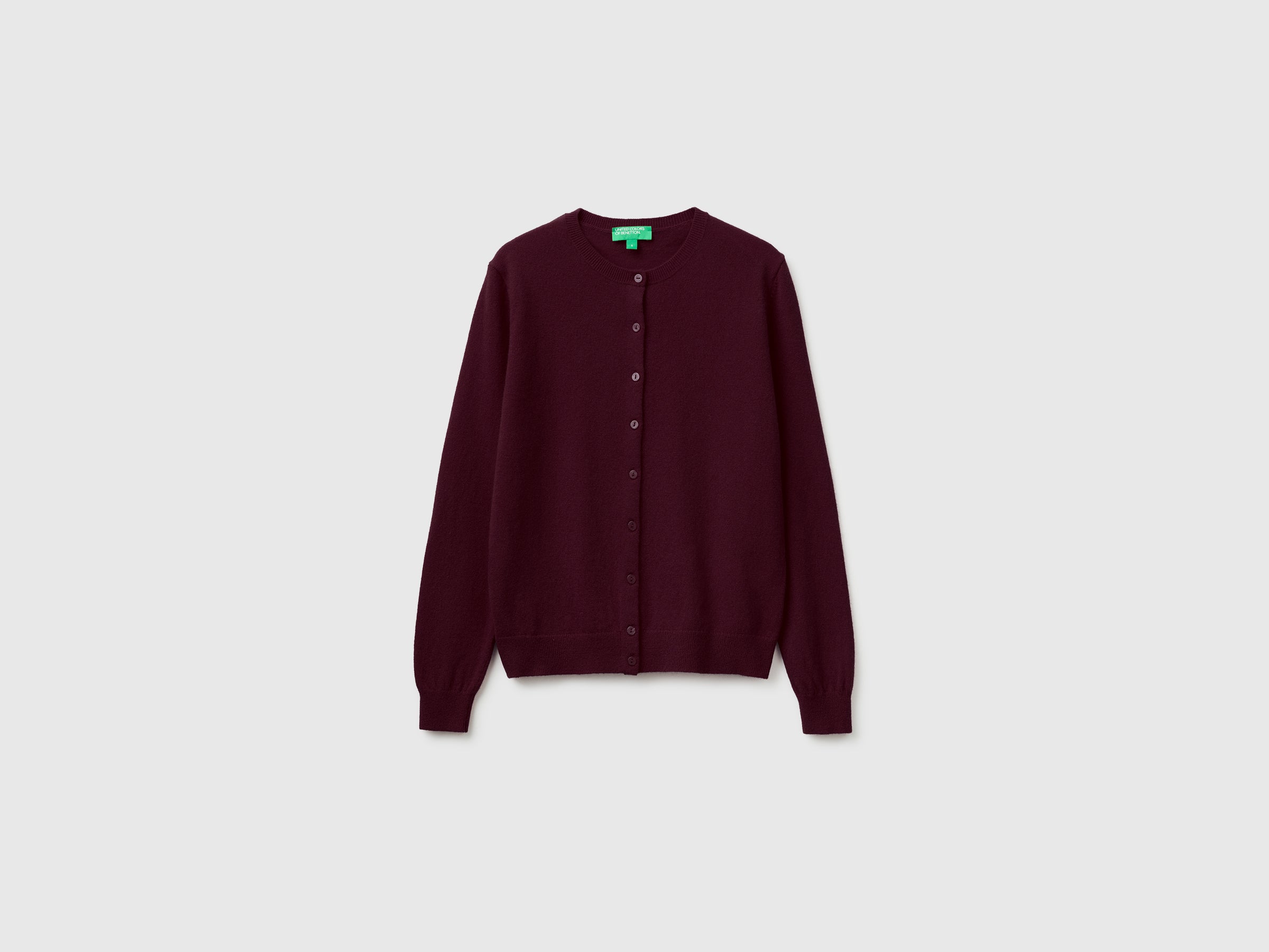 United Colors of Benetton Merino cardigan lana prugna taglia M