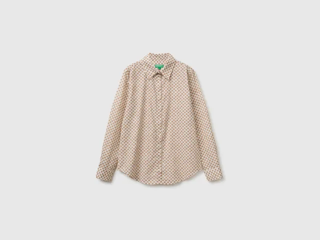 United Colors of Benetton Camicia cotone fantasia manica lunga M