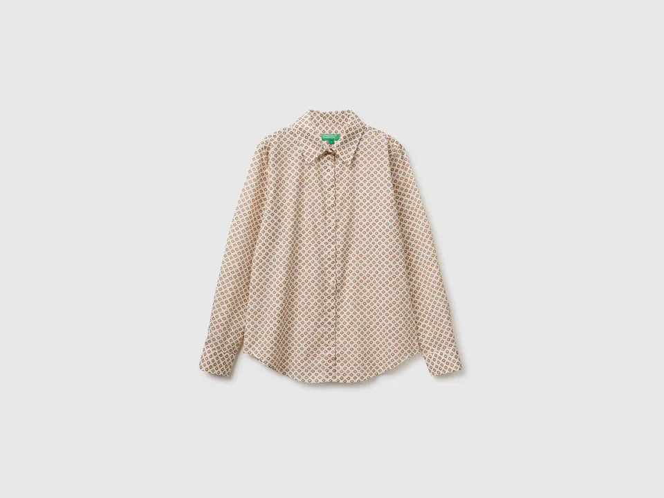 United Colors of Benetton Camicia cotone fantasia manica lunga M