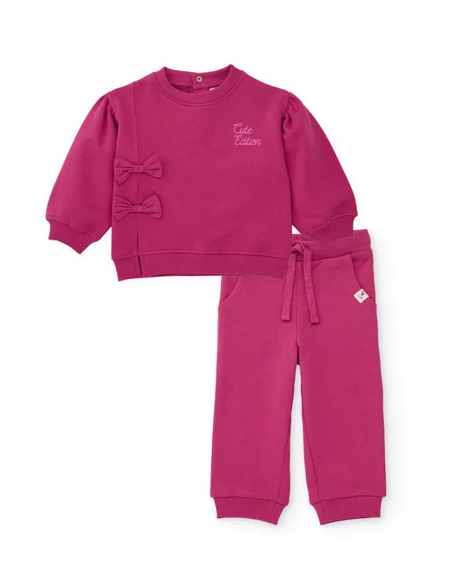 TucTuc Completi Tuta bambina fucsia felpa fiocco