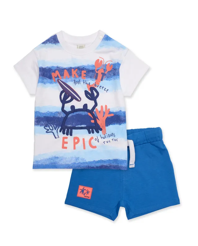 TucTuc Completi completo maglia blu righe t-shirt+shorts