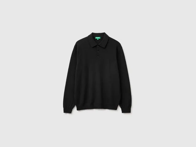 United Colors of Benetton Polos Polo lana merino nera L