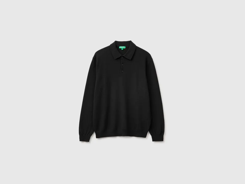 United Colors of Benetton Polos Polo lana merino nera L