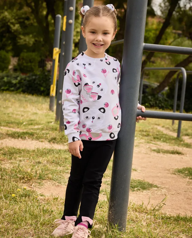 TucTuc Leggings felpa bambina fiocco elastico nero