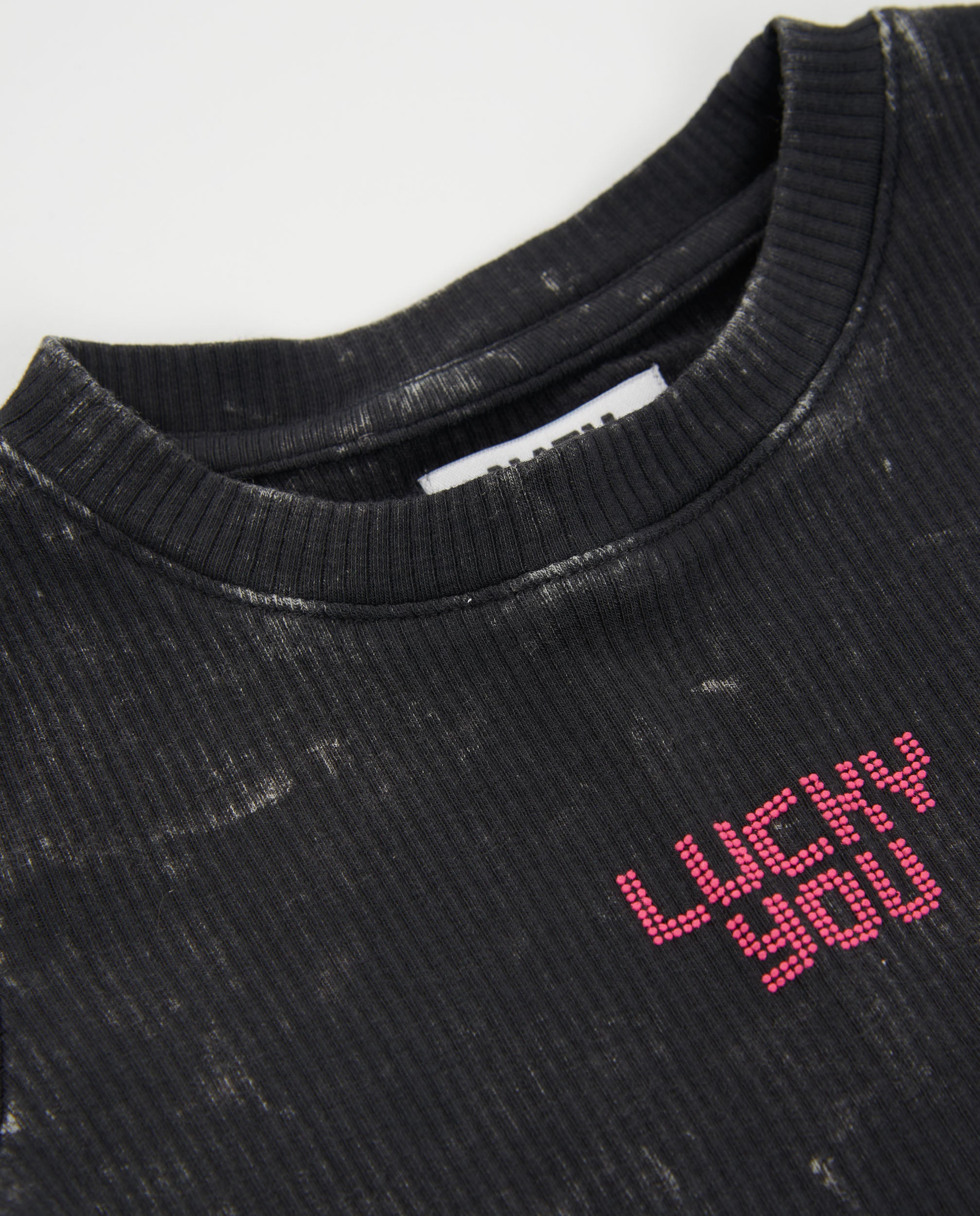 TucTuc Magliette t-shirt bambina nero effetto lavato costine