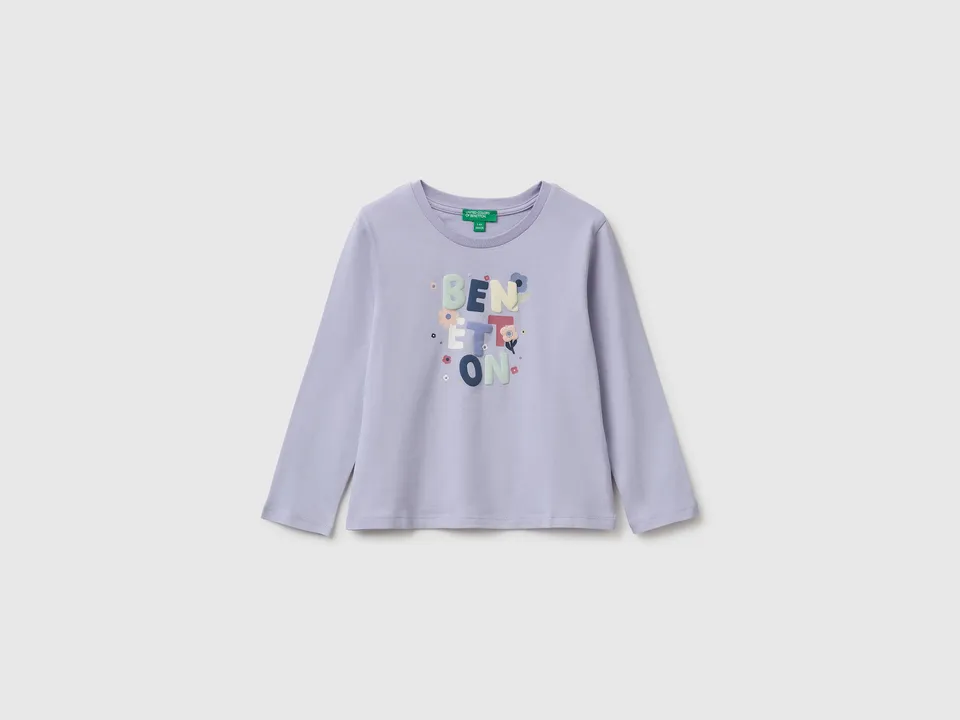 United Colors of Benetton T-shirt bimbo cotone bio maniche lunghe