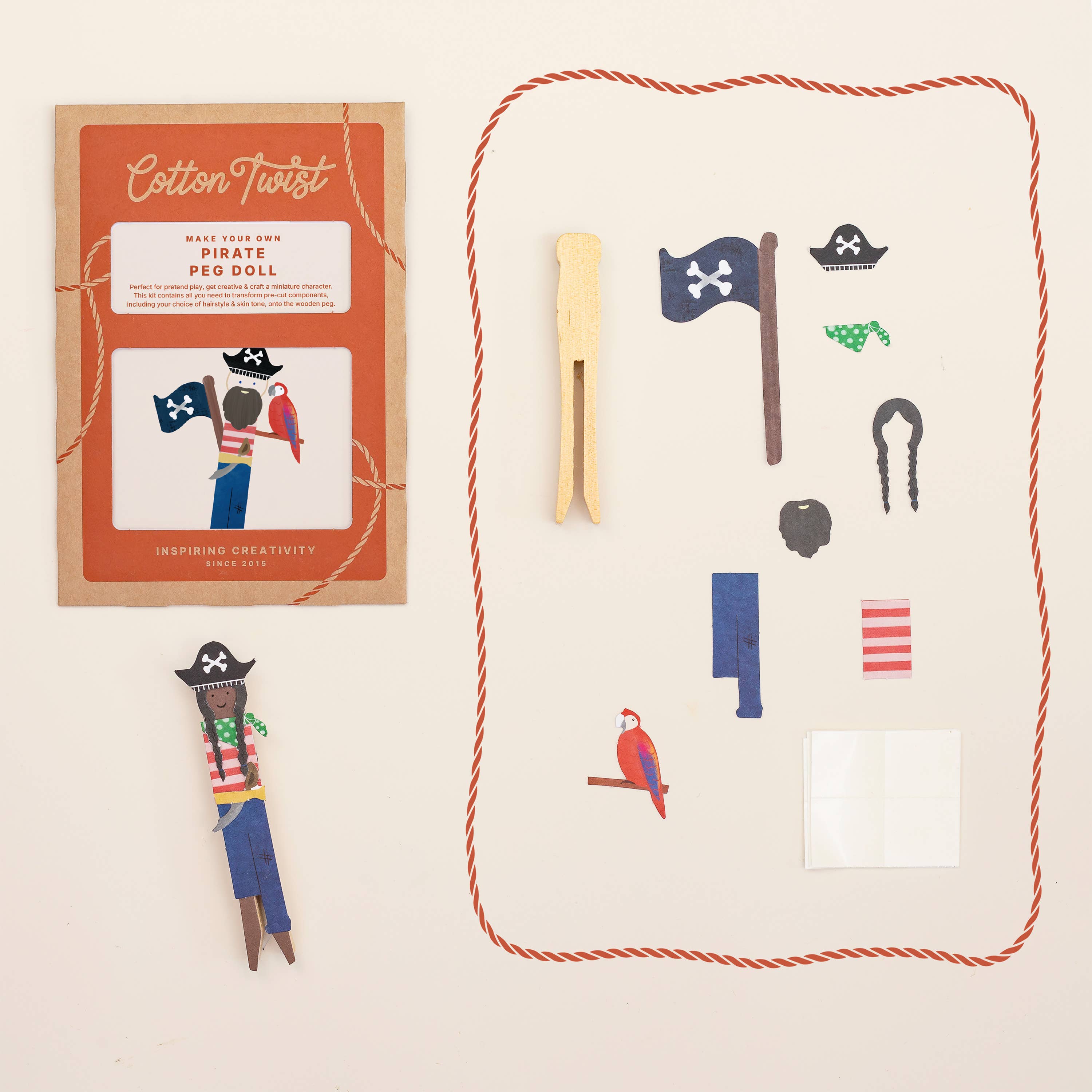 Cotton Twist kit creativo bambola pirata in legno