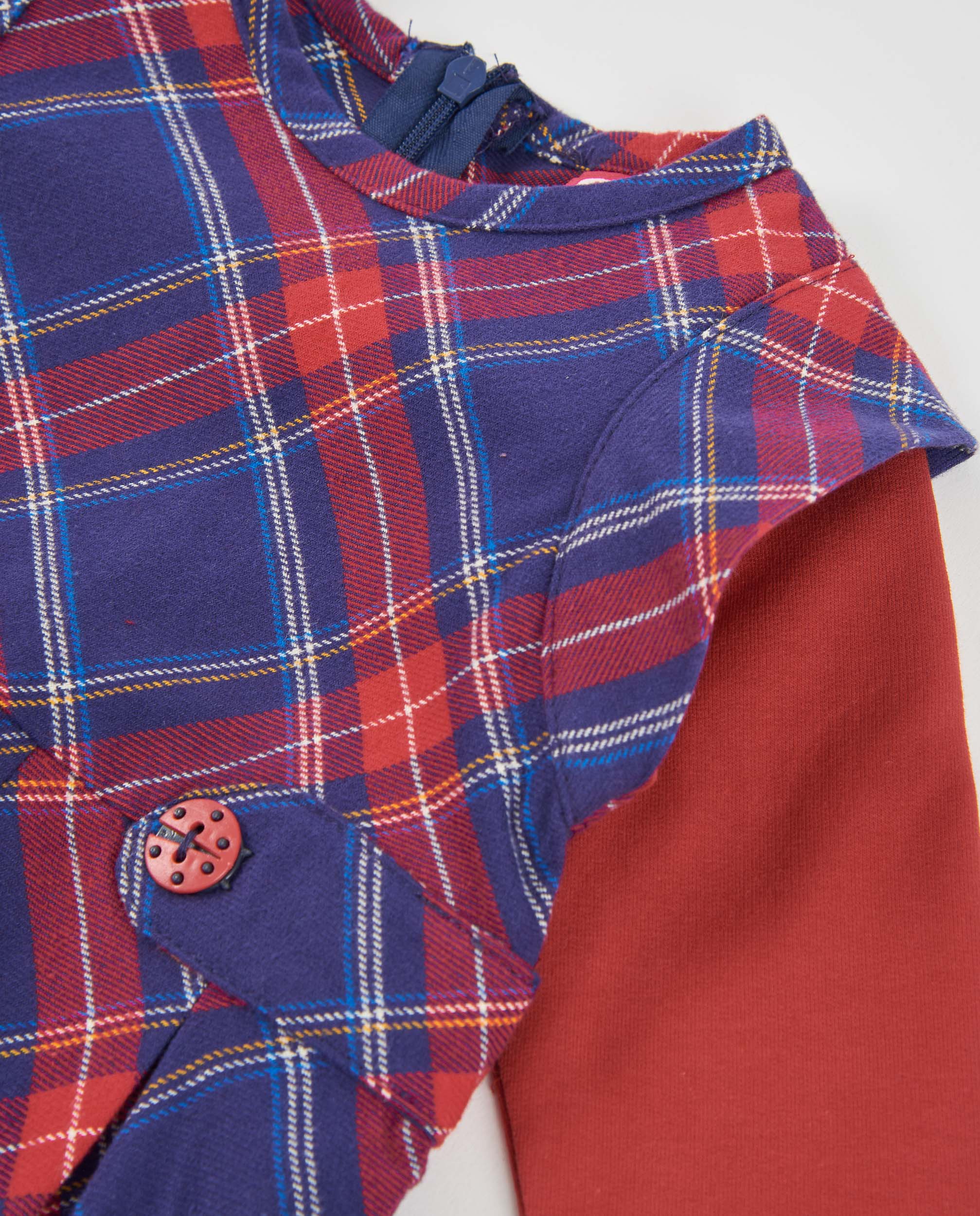 TucTuc Vestiti Vestito Quadri Rosso Maniche Lunghe