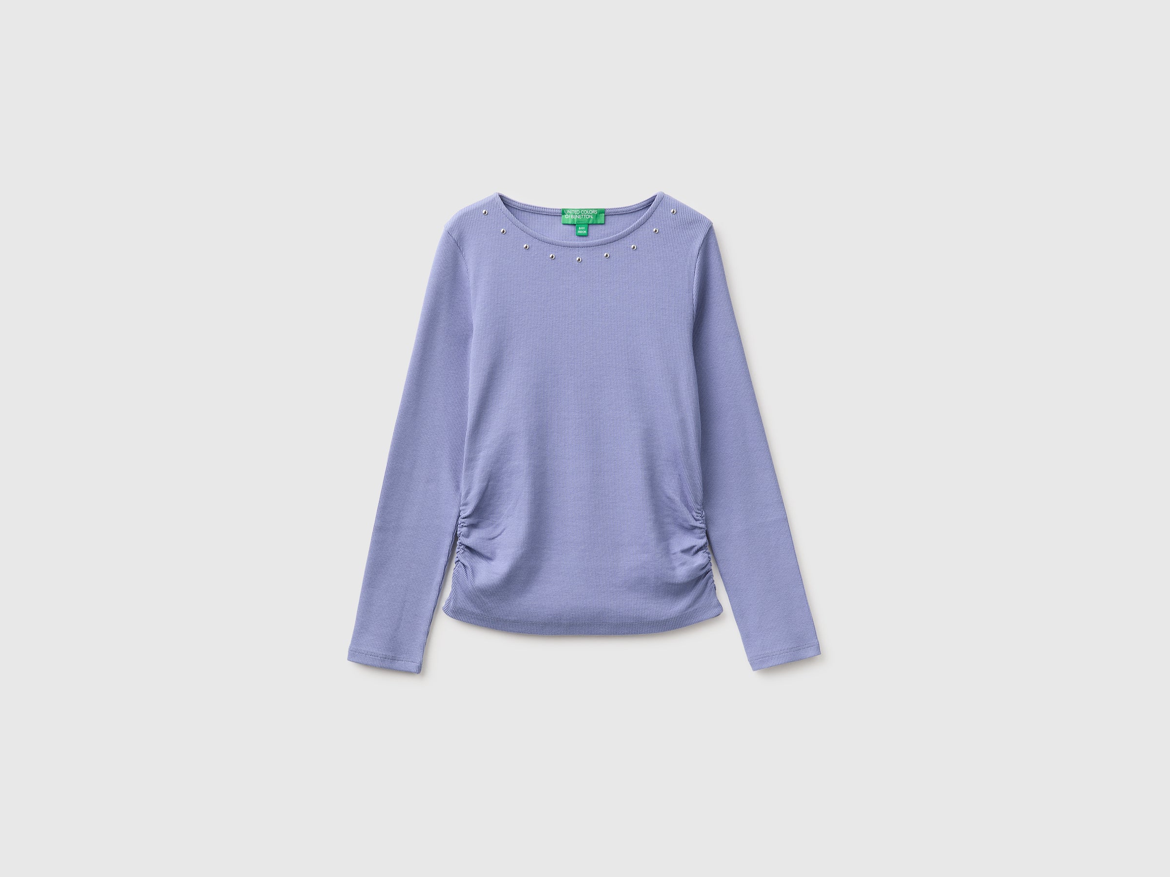 Benetton T-shirt manica lunga cotone con borchie