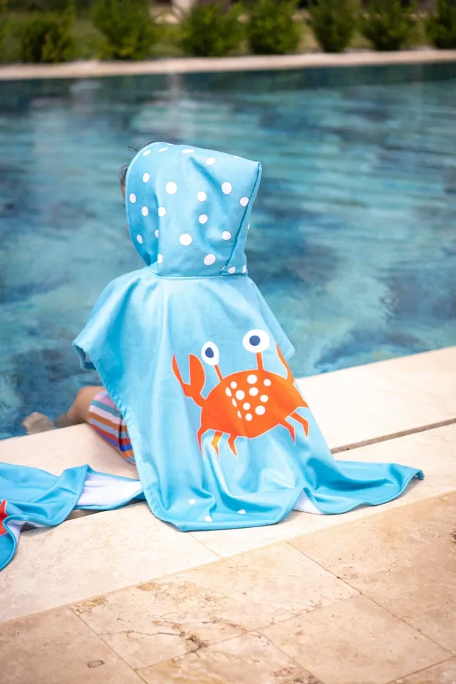 Miela Kids Poncho Mare Granchio Cotone 2-4 4-7 Anni