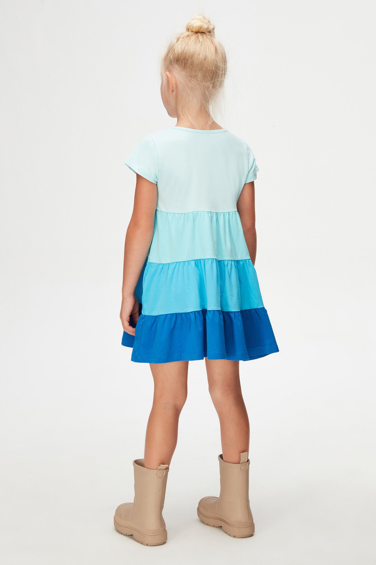 Lovetti Abito Bimba Tricolore Azzurro Cotone 1 Anno 86cm