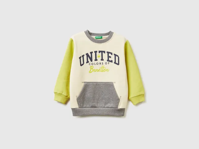 United Colors of Benetton felpa girocollo tasca marsupio cotone