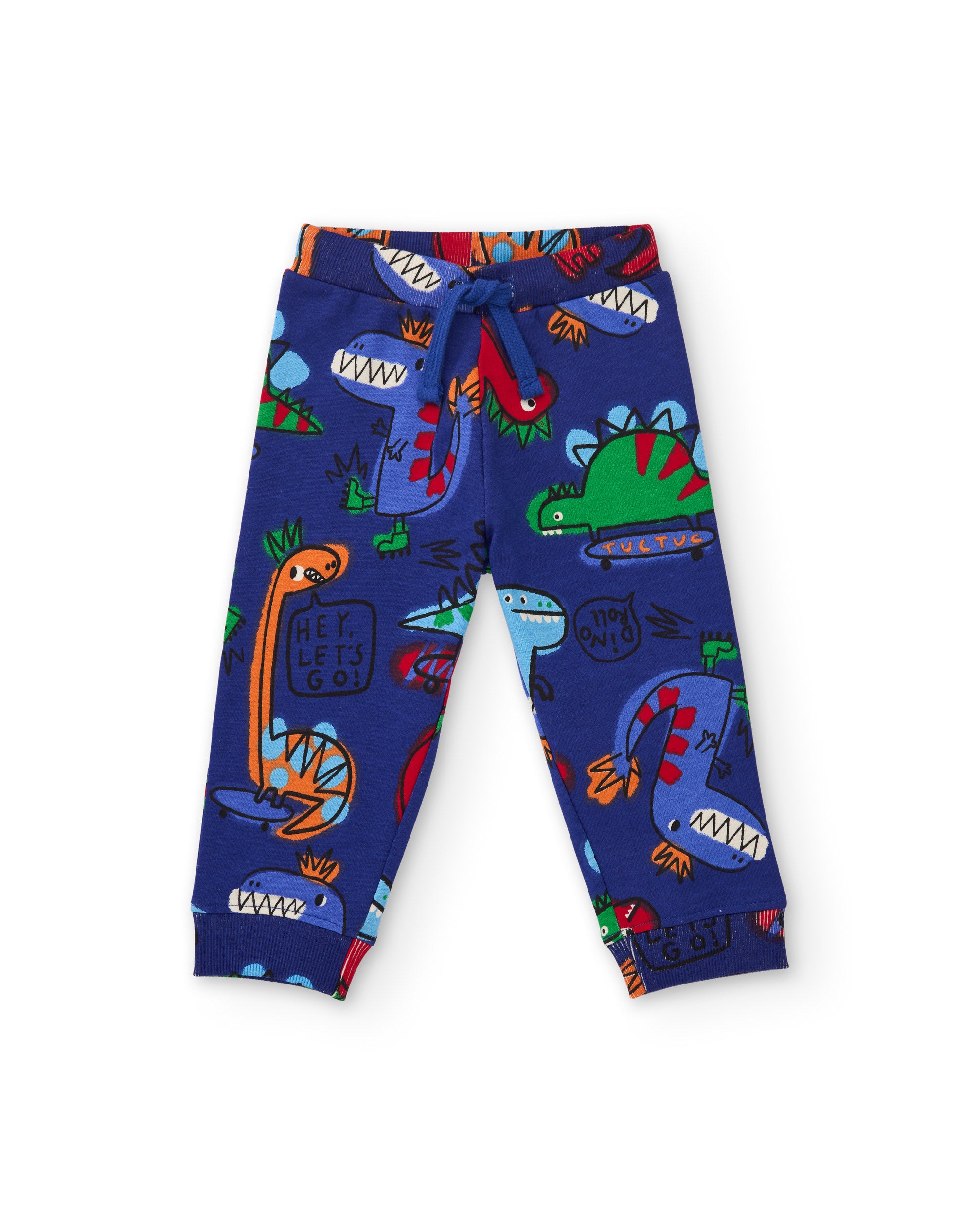 TucTuc Pantaloni Felpa Bambino Blu 4A Dinosauri