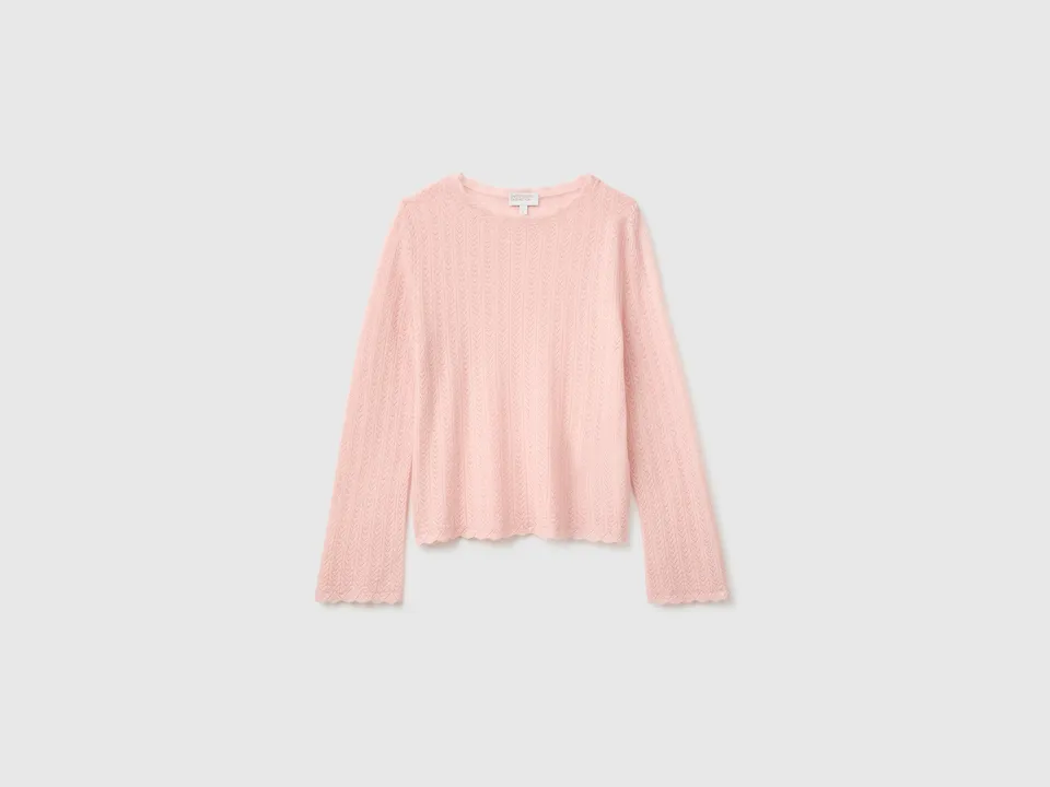 United Colors of Benetton Maglione Traforato Lana Ultraleggera Donna