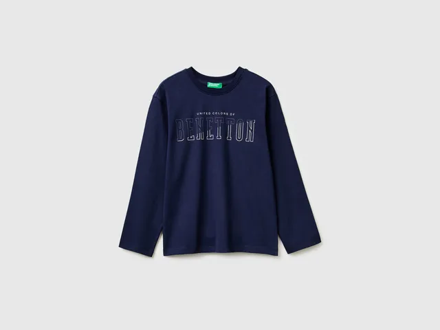 United Colors of Benetton Maglietta Cotone Bio Logo Maniche Lunghe