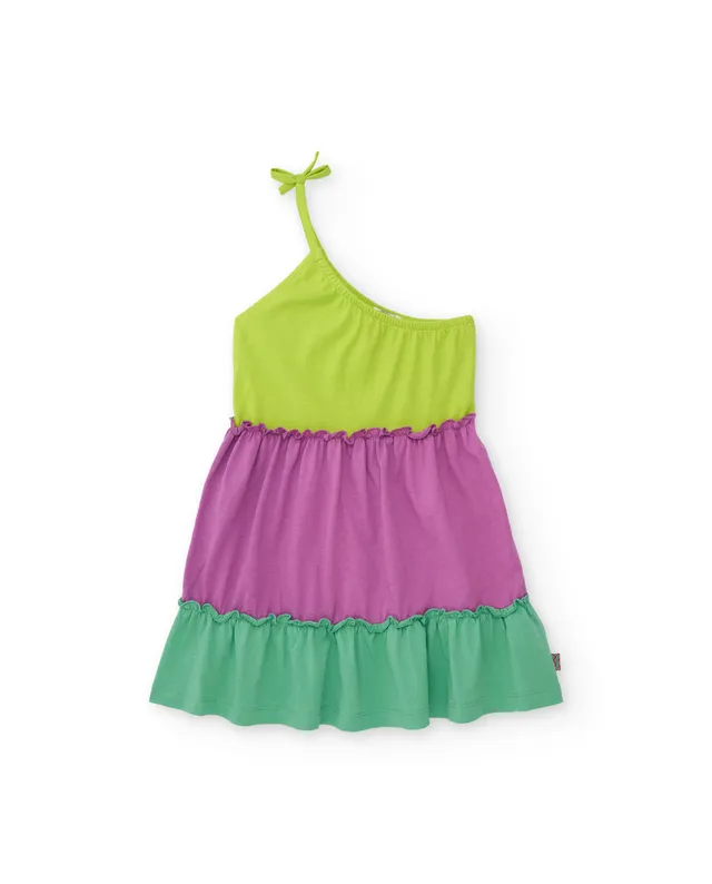TucTuc Vestiti Maglia Asimmetrico Vestito Verde Bambina