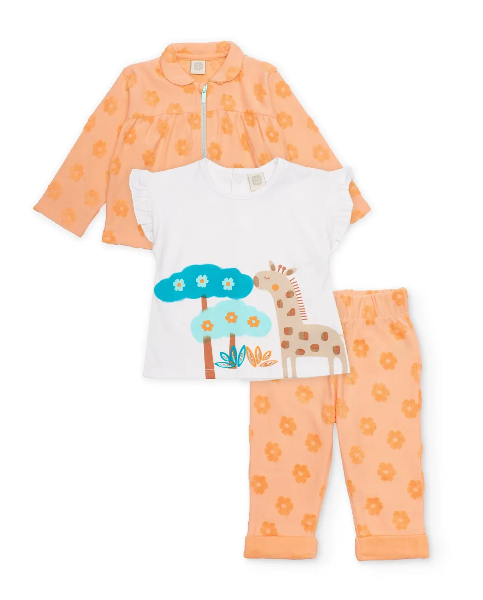 TucTuc Completi completo maglia neonata arancione 3 pezzi