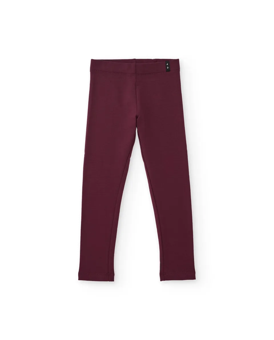 TucTuc Leggings Lunghi Bambina Felpa Bordeaux 4A-16A Caldi