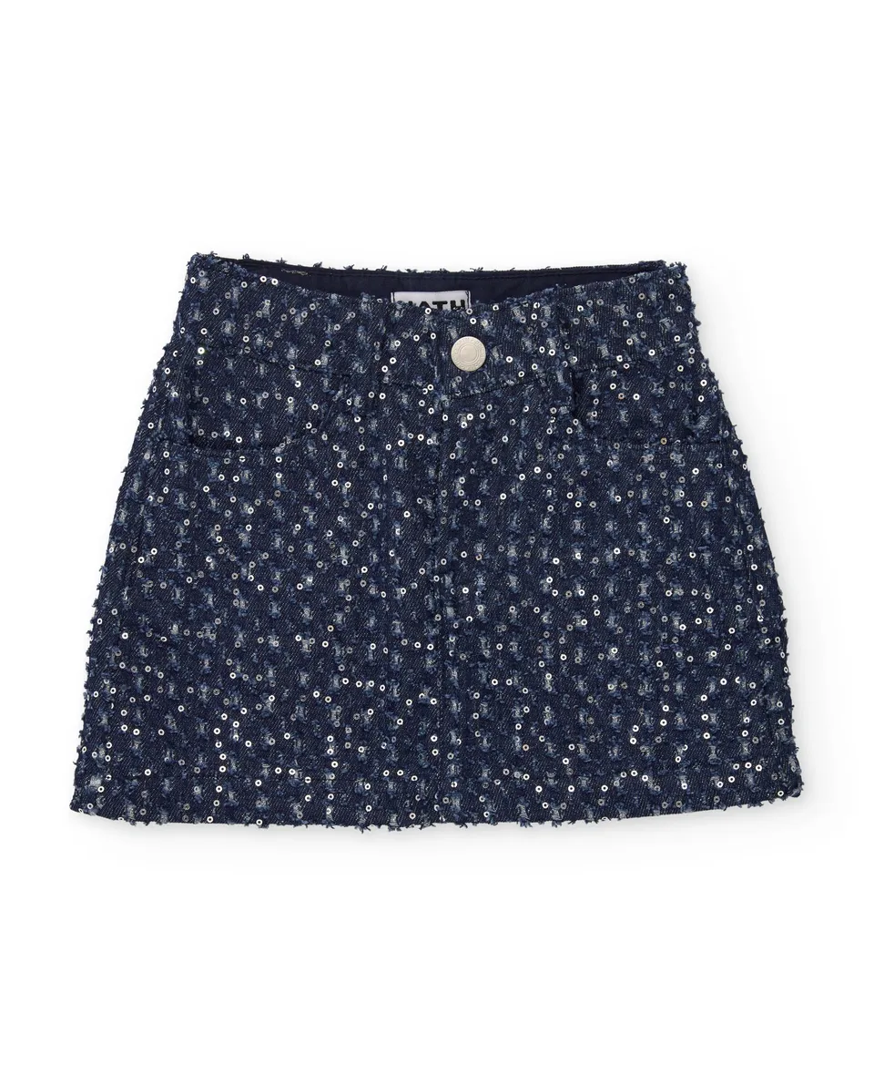TucTuc Gonne minigonna bambina denim blu paillettes