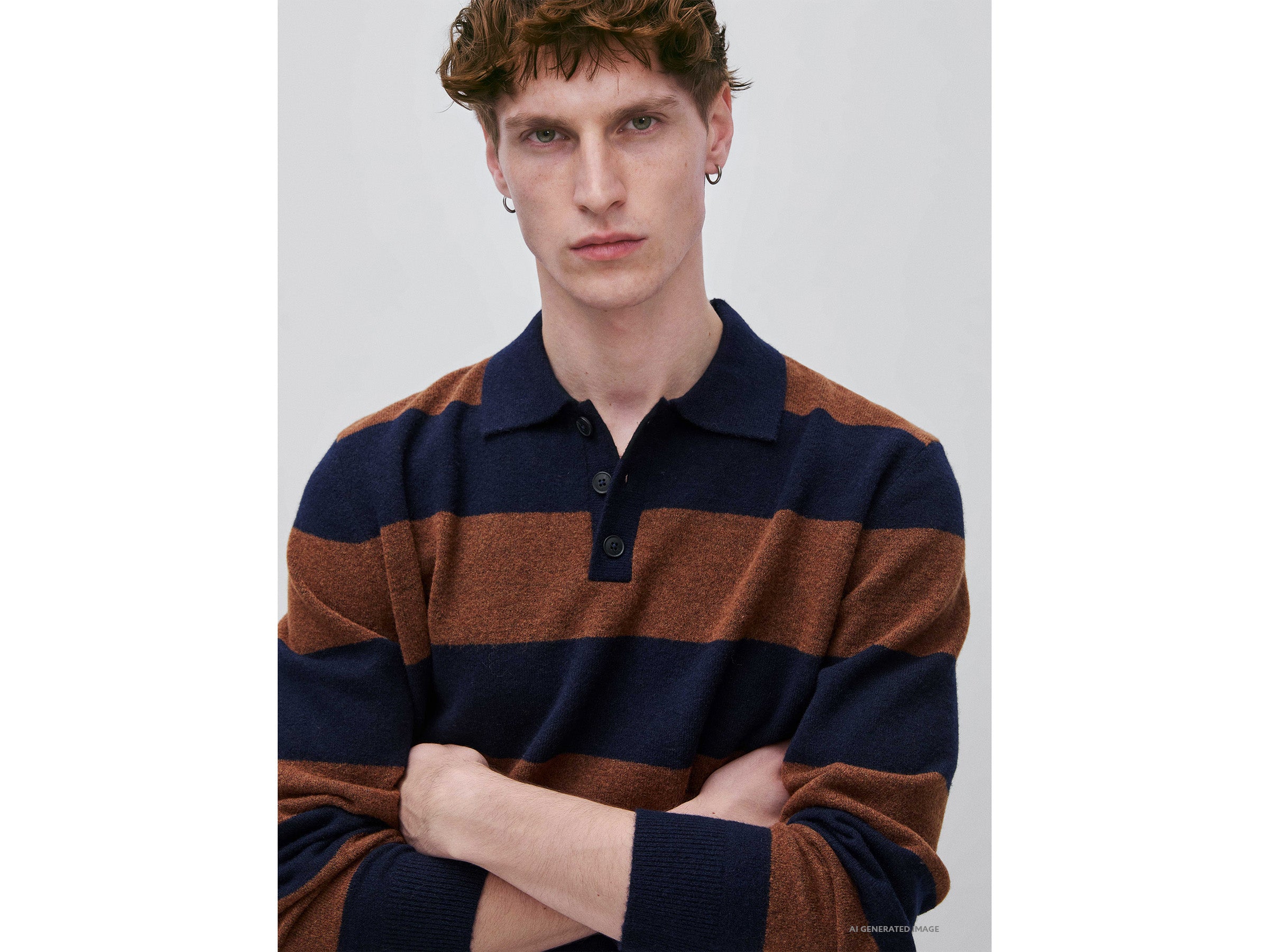 Benetton Sweaters polo maglione lana righe S